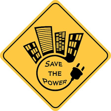 drawing on save electricity - save the power yellow sign Foto de stock - Super Valor sin royalties y Suscripción, Código: 400-06768181