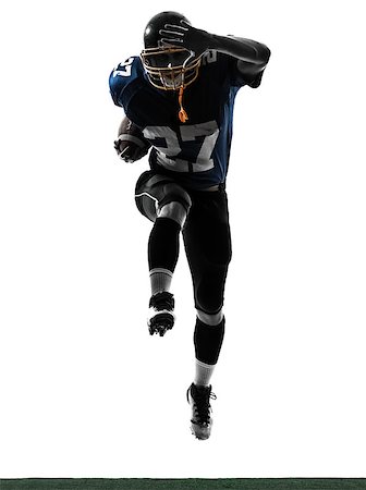one caucasian american football player man running   in silhouette studio isolated on white background Foto de stock - Super Valor sin royalties y Suscripción, Código: 400-06768452