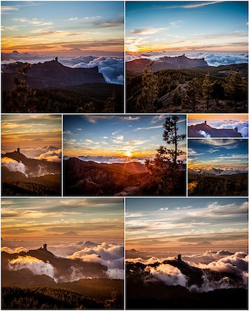 simsearch:400-07932789,k - Majestic sunset in the mountains landscape collage Stock Photo - Budget Royalty-Free & Subscription, Code: 400-06768538