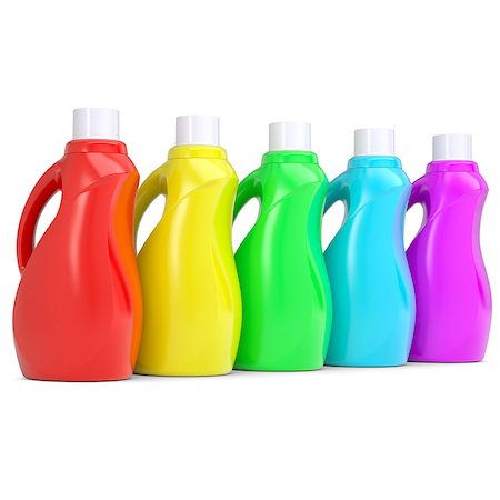 simsearch:400-06922404,k - Several of multi-colored plastic bottles. Isolated render on a white background Fotografie stock - Microstock e Abbonamento, Codice: 400-06768575