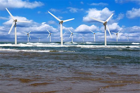 several offshore wind line on the horizon on cloudy sky background Stock Photo - Budget Royalty-Free & Subscription, Code: 400-06768778
