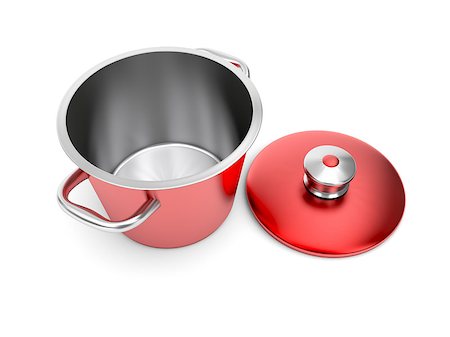 simsearch:400-03915861,k - Red empty cooking pot on white background Stockbilder - Microstock & Abonnement, Bildnummer: 400-06769027