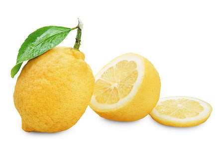 image of fresh lemon with leaf isolated on white background Stock Photo - Budget Royalty-Free & Subscription, Code: 400-06769112