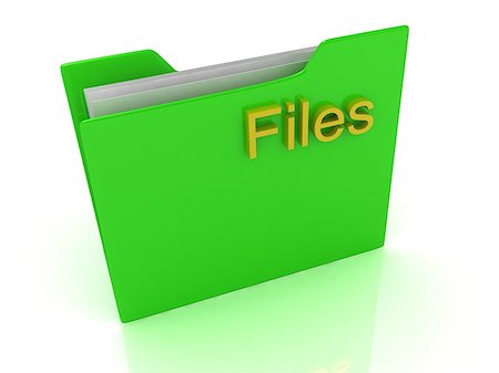 simsearch:400-06952963,k - Green computer folder and yellow sign Files on a white background Stock Photo - Budget Royalty-Free & Subscription, Code: 400-06769152