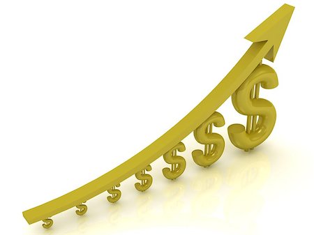 simsearch:400-06952963,k - Illustration of the growth of the dollar with a gold arrow on white background Stock Photo - Budget Royalty-Free & Subscription, Code: 400-06769167