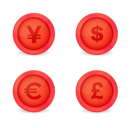 simsearch:400-06744136,k - Currency signs on glossy icons. Vector icons Stockbilder - Microstock & Abonnement, Bildnummer: 400-06769283