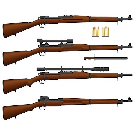 simsearch:400-05677294,k - Layered vector illustration of antique American Rifle. Stock Photo - Budget Royalty-Free & Subscription, Code: 400-06769324
