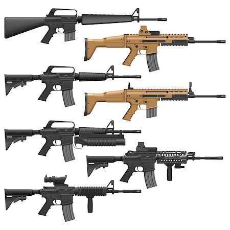 simsearch:400-06332385,k - Layered vector illutration of different American Carbines. Fotografie stock - Microstock e Abbonamento, Codice: 400-06769320