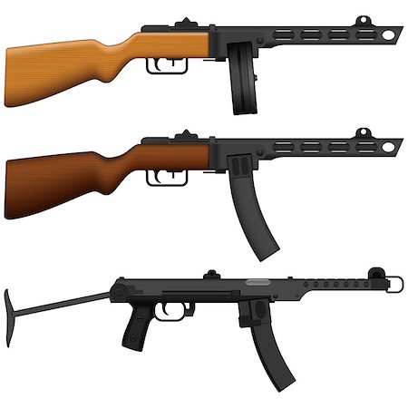Layered vector illustration of Russian's  Machine Pistol. Photographie de stock - Aubaine LD & Abonnement, Code: 400-06769322
