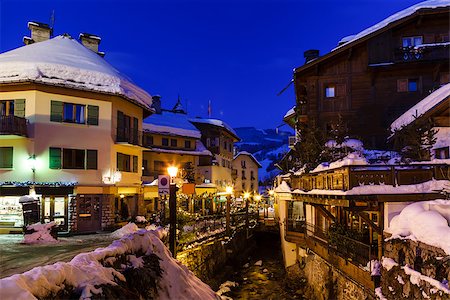 Illuminated Street of Megeve on Christmas Night, French Alps, France Stock Photo - Budget Royalty-Free & Subscription, Code: 400-06769331