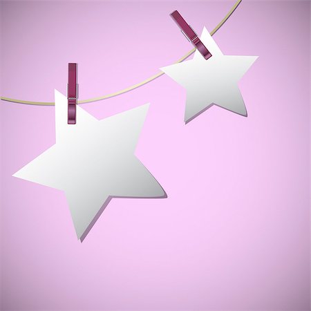 Star shape of note papers hang on string with clothes pin, vector illustration Stock Photo - Budget Royalty-Free & Subscription, Code: 400-06769441