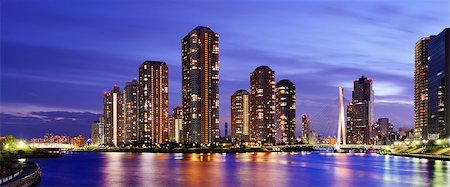 sumida - High rise residential apartments on Tsukushima in Tokyo, japan. Stock Photo - Budget Royalty-Free & Subscription, Code: 400-06769509