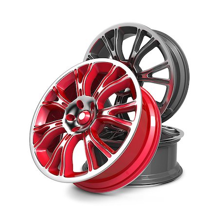 simsearch:400-04097123,k - Car Rims, Red and Gray Rims isolated on White. Stock Photo - Budget Royalty-Free & Subscription, Code: 400-06769602