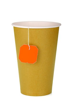 simsearch:400-05336522,k - Cardboard tea cup with teabag. Isolated on white background Stock Photo - Budget Royalty-Free & Subscription, Code: 400-06769708