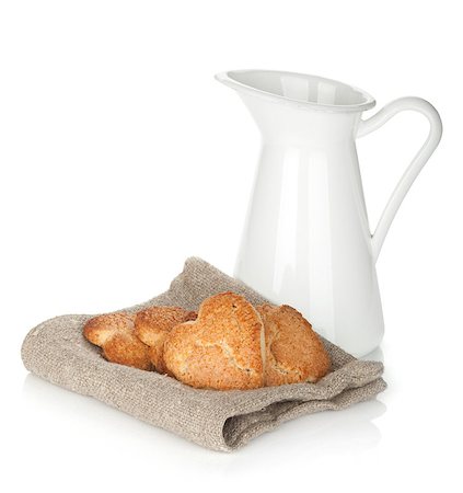 simsearch:400-08862169,k - Various cookies and milk jug. Isolated on white  background Stockbilder - Microstock & Abonnement, Bildnummer: 400-06769756