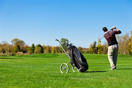 Man playing golf on a beautiful day Photographie de stock - Aubaine LD & Abonnement, Code: 400-06769817