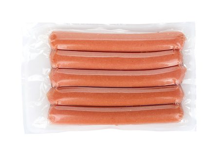 simsearch:400-03968329,k - Five sausages pack. Isolated on white background Fotografie stock - Microstock e Abbonamento, Codice: 400-06769860