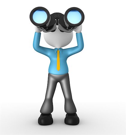 simsearch:400-09066555,k - 3d people - man, person with a binocular. Vision Fotografie stock - Microstock e Abbonamento, Codice: 400-06760061