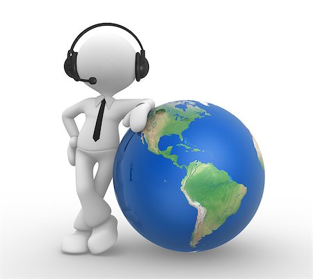 simsearch:400-06760223,k - 3d people - man, person with headphones and the earth globe Foto de stock - Royalty-Free Super Valor e Assinatura, Número: 400-06760127