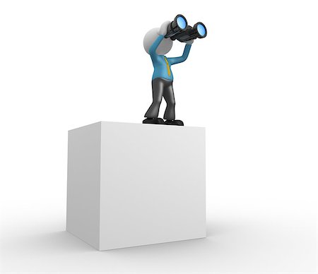 simsearch:400-09066555,k - 3d people - man, person with a binocular. Vision Fotografie stock - Microstock e Abbonamento, Codice: 400-06760219