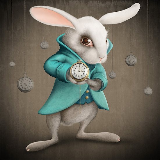 White Elegances rabbit indicates the clock - illustration Stock Photo - Royalty-Free, Artist: jordygraph, Image code: 400-06760453