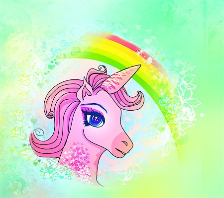 simsearch:400-08348836,k - Illustration of beautiful pink Unicorn. Stock Photo - Budget Royalty-Free & Subscription, Code: 400-06760697