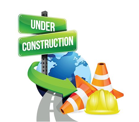 under construction global roads illustration design over white Stock Photo - Budget Royalty-Free & Subscription, Code: 400-06760777