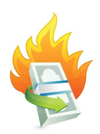 stack of money on fire - monetary concept on fire. crisis concept illustration design over a white background Stock Photo - Budget Royalty-Free & Subscription, Code: 400-06761518