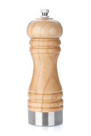 simsearch:400-07981187,k - Wooden pepper shaker. Isolated on white background Foto de stock - Royalty-Free Super Valor e Assinatura, Número: 400-06761753