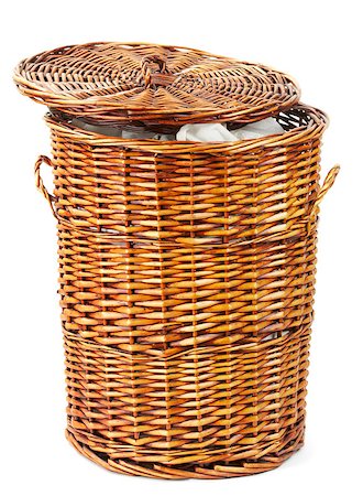 wooden laundry basket isolated on white background Stock Photo - Budget Royalty-Free & Subscription, Code: 400-06761943