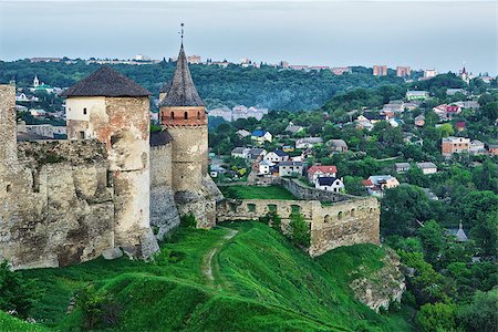stone walls in meadows - old tower in Kamianets-Podilskyi, Ukraine, at summer Stock Photo - Budget Royalty-Free & Subscription, Code: 400-06761960
