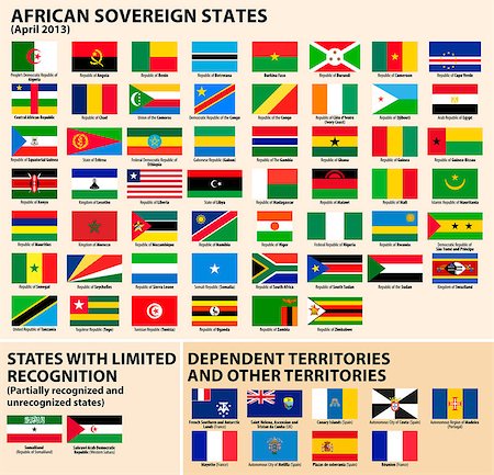 Vector set of Flags of sovereign states and other territories of Africa April 2013). Photographie de stock - Aubaine LD & Abonnement, Code: 400-06762140