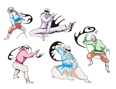 Vector set of japanese ninjas. Tattoos. Stock Photo - Budget Royalty-Free & Subscription, Code: 400-06762258