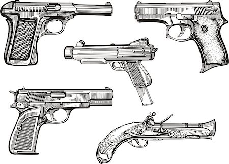 puledrino - Vector set of old pistols. Sketches. Fotografie stock - Microstock e Abbonamento, Codice: 400-06762262