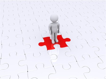 simsearch:400-04291703,k - 3d person is standing on a red puzzle piece Stock Photo - Budget Royalty-Free & Subscription, Code: 400-06762315