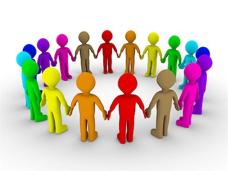 people circle network - Many different colored people form a circle Stock Photo - Budget Royalty-Free & Subscription, Code: 400-06762310