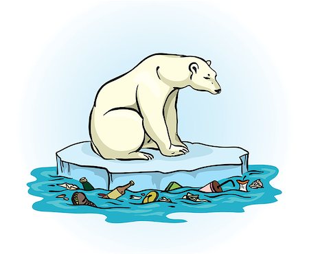 simsearch:400-05361275,k - Polar bear sitting on a melting ice in a midst of polluted sea. Global pollution problem. Foto de stock - Super Valor sin royalties y Suscripción, Código: 400-06762680