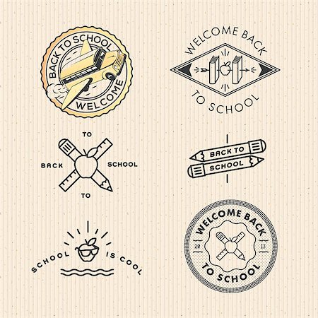 Vector set vintage school labels, vector Eps10 illustration. Stock Photo - Budget Royalty-Free & Subscription, Code: 400-06762932