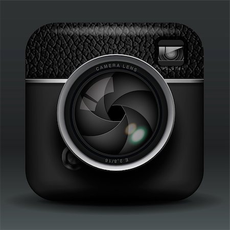 simsearch:400-06770309,k - Total black photo camera icon, vector Eps10 illustration. Stockbilder - Microstock & Abonnement, Bildnummer: 400-06763115