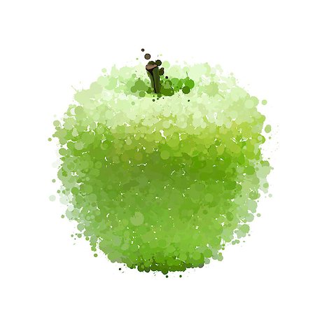 Green apple  of blots vector isolated on white Stock Photo - Budget Royalty-Free & Subscription, Code: 400-06763312