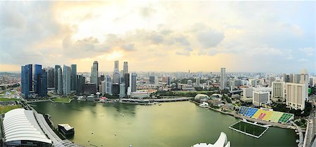 Bird's-eye view of Singapore at sunset Stock Photo - Budget Royalty-Free & Subscription, Code: 400-06763322