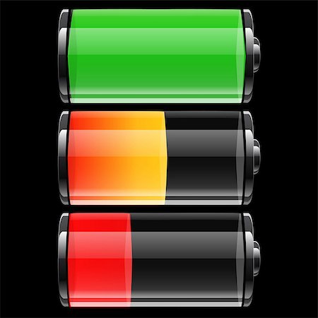 recharging batteries symbol - Battery set with color levels. Also available as a Vector in Adobe illustrator EPS format, compressed in a zip file. The vector version be scaled to any size without loss of quality. Photographie de stock - Aubaine LD & Abonnement, Code: 400-06763373