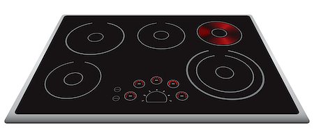 plancha de cocina - Modern electric stove surface with the included element. Vector illustration. Foto de stock - Super Valor sin royalties y Suscripción, Código: 400-06763477