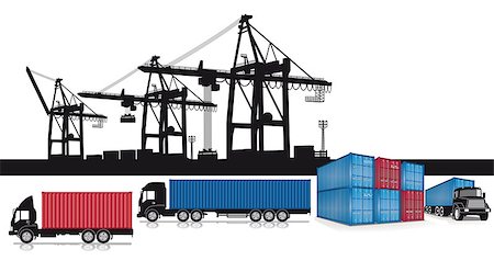 shipping containers on trucks - Loading containers at the port Stock Photo - Budget Royalty-Free & Subscription, Code: 400-06763562