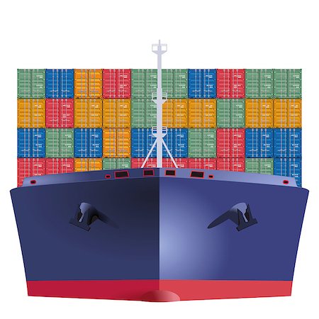 simsearch:400-08493606,k - Container ship from the front Foto de stock - Super Valor sin royalties y Suscripción, Código: 400-06763563