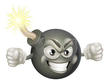 An illustration of mean or angry looking cartoon bomb character with a lit fuse Stock Photo - Budget Royalty-Free & Subscription, Code: 400-06763902