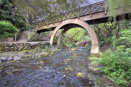 simsearch:400-07515418,k - Steps to the the Wooden Bridge Arches at Crystal Springs Rhododendron Garden Foto de stock - Super Valor sin royalties y Suscripción, Código: 400-06770110