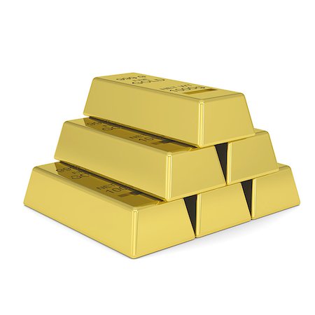 simsearch:400-06770545,k - Gold bars. Isolated render on a white background Stock Photo - Budget Royalty-Free & Subscription, Code: 400-06770545