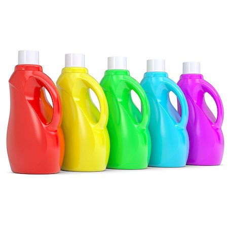 simsearch:400-06922377,k - Several of multi-colored plastic bottles. Isolated render on a white background Stock Photo - Budget Royalty-Free & Subscription, Code: 400-06770556