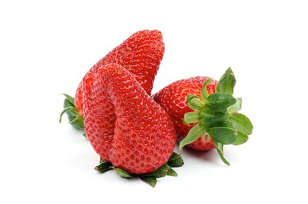 simsearch:400-08020671,k - Three Perfect Big Strawberries isolated on white background Stock Photo - Budget Royalty-Free & Subscription, Code: 400-06770591